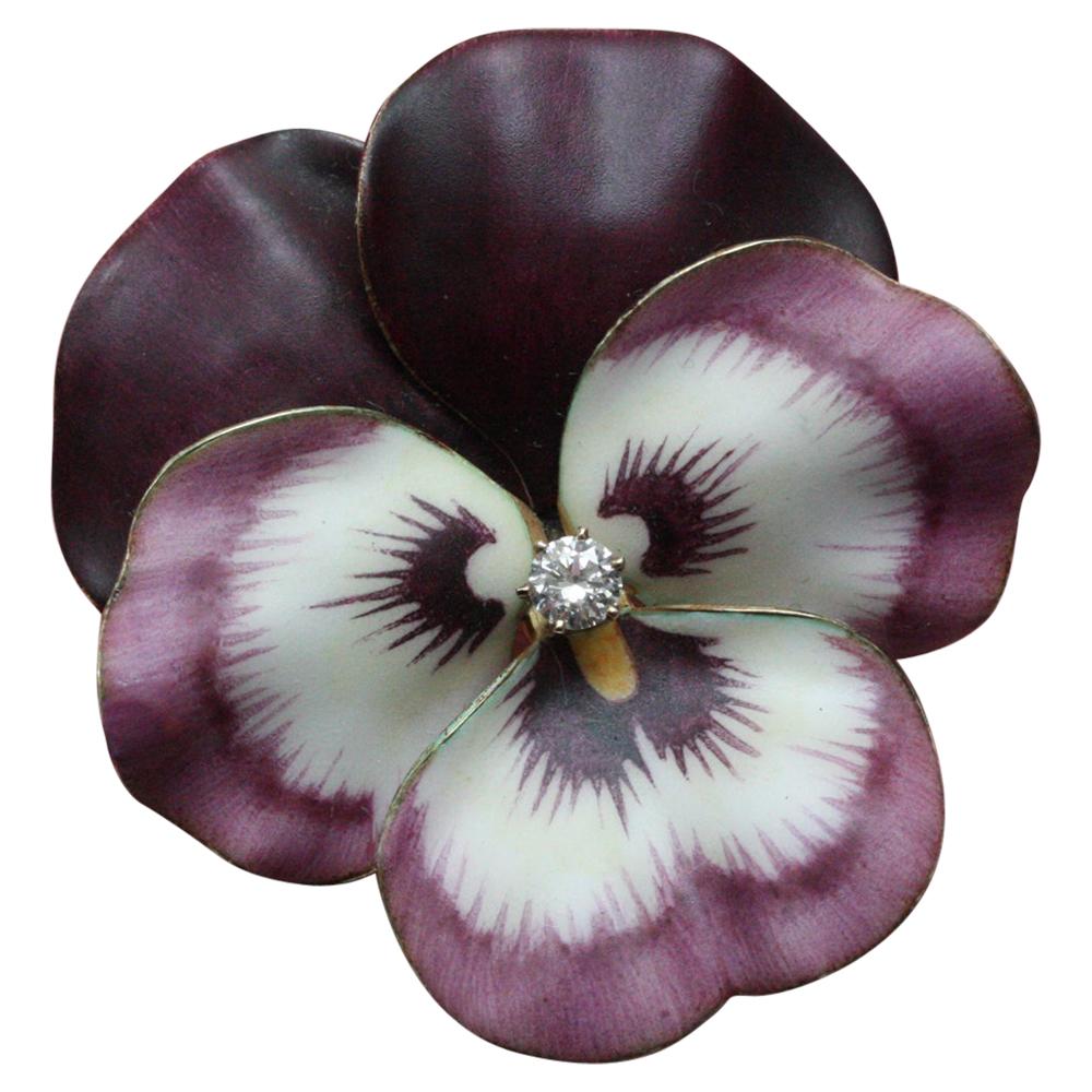 Hedges & Co. Gold and Enamel Pansy Brooch