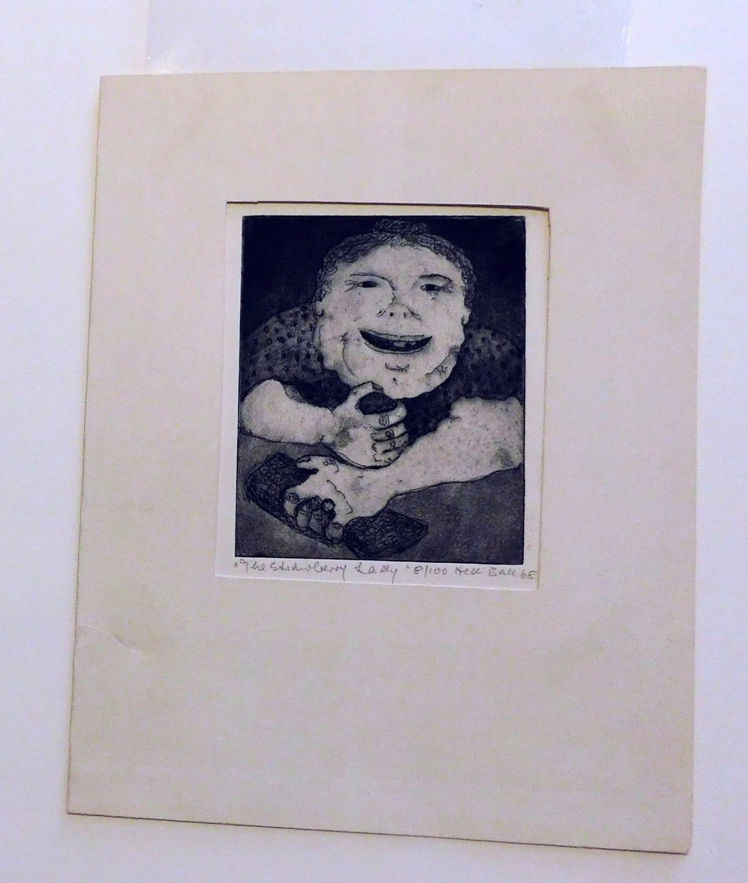 Hedi Bak Original Aquatint, 1968 - The Strawberry Lady For Sale 1
