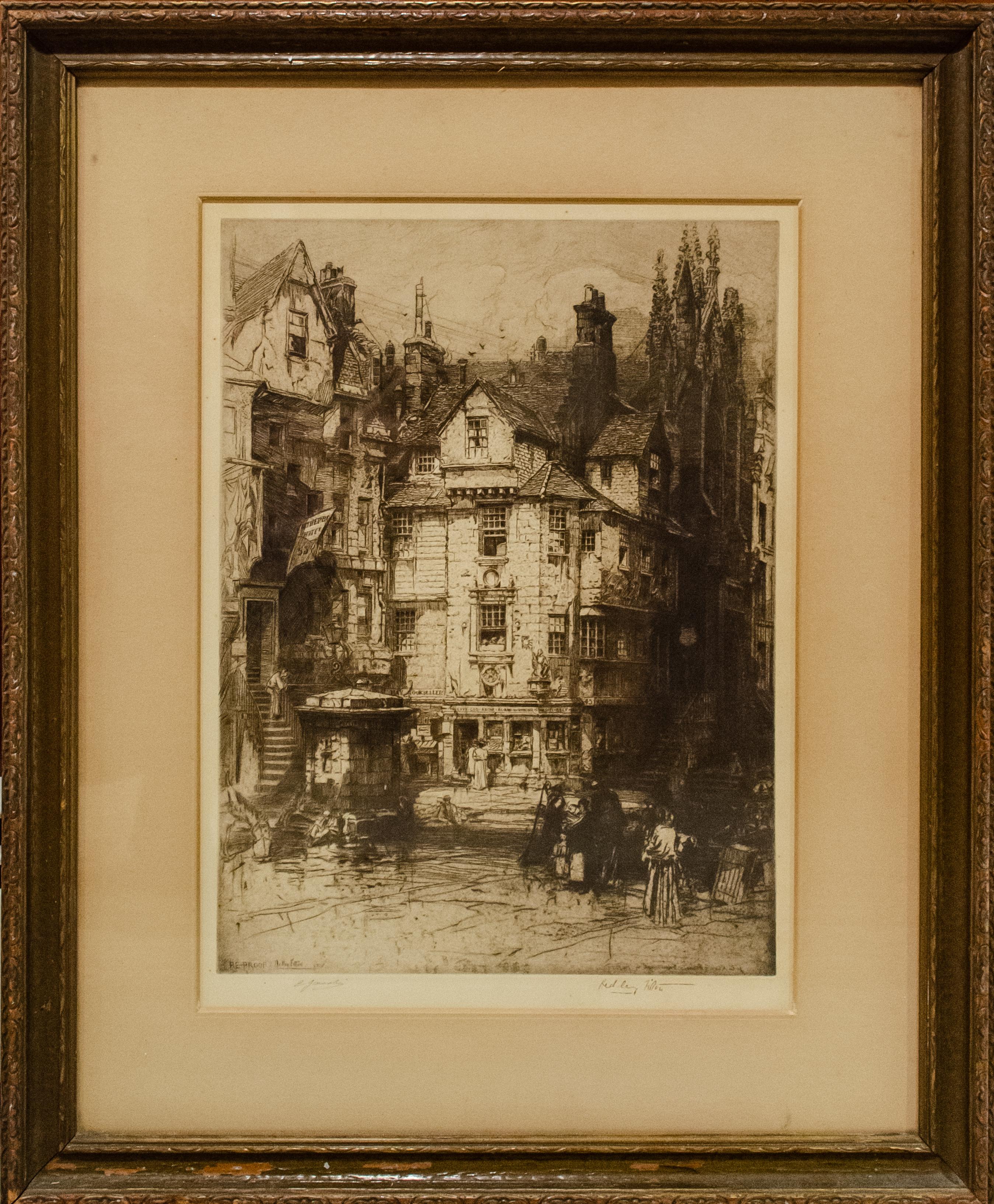 Etching of John Knox's House Hedley Fitton RA