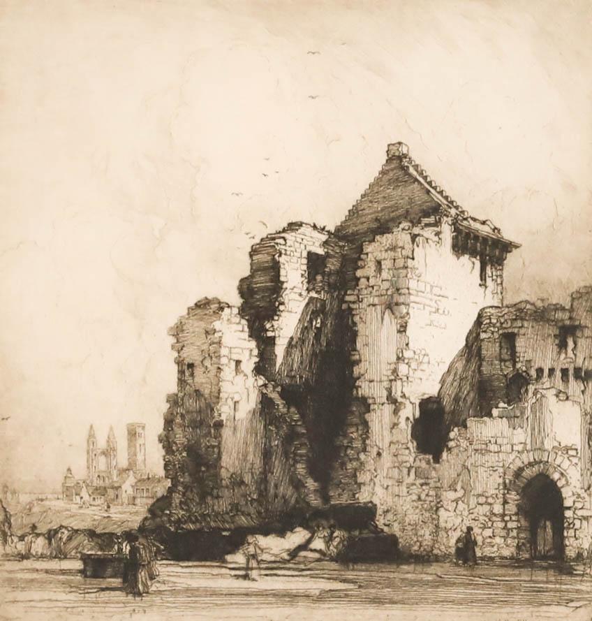 Hedley Fitton (1859-1929) - Radierung des späten 19. Jahrhunderts, St. Andrew's Castle im Angebot 1