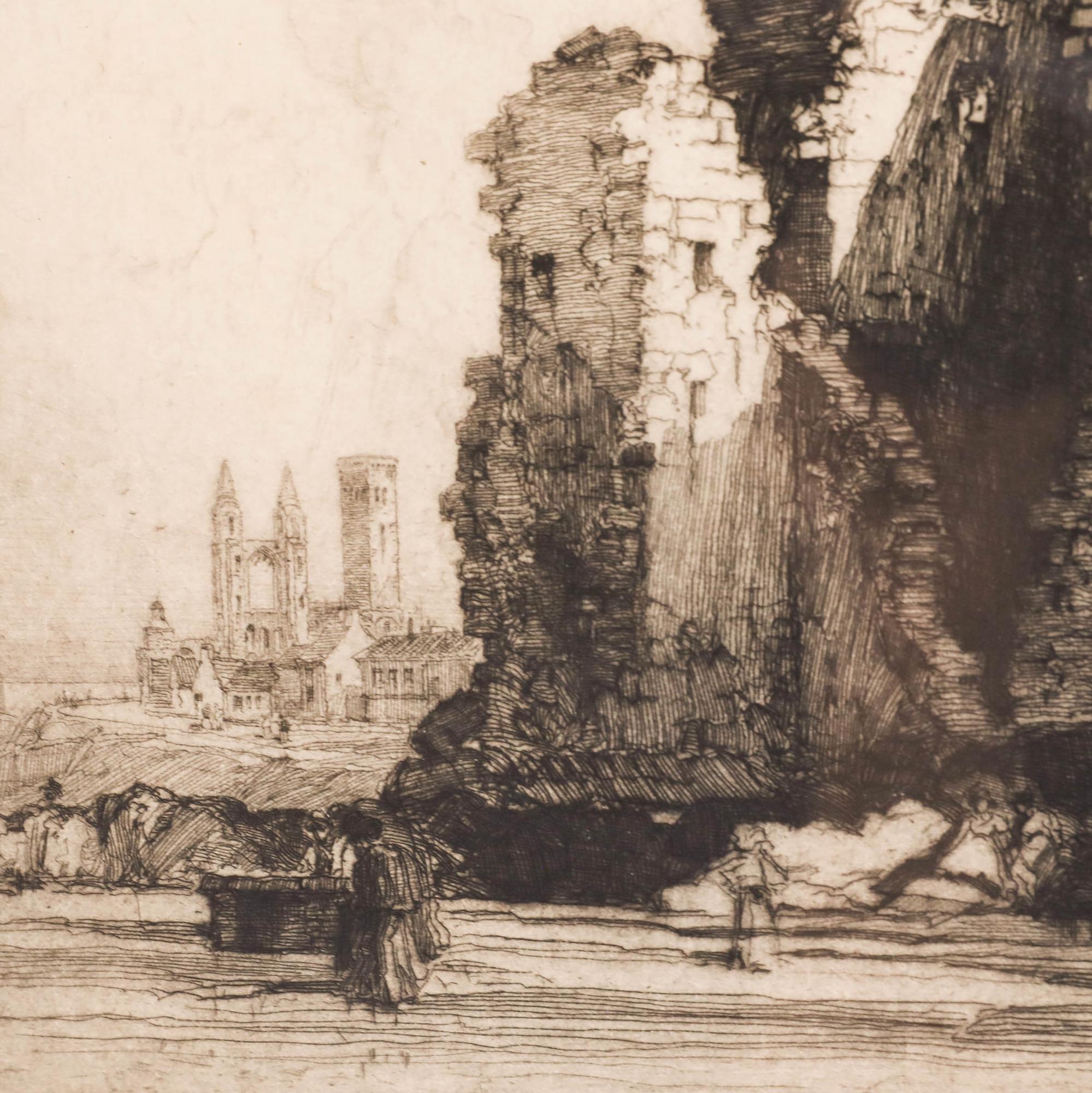 Hedley Fitton (1859-1929) - Radierung des späten 19. Jahrhunderts, St. Andrew's Castle im Angebot 3