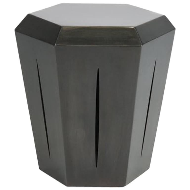 Hedra 14m, Blackened Steel Accent Table by Topher Gent