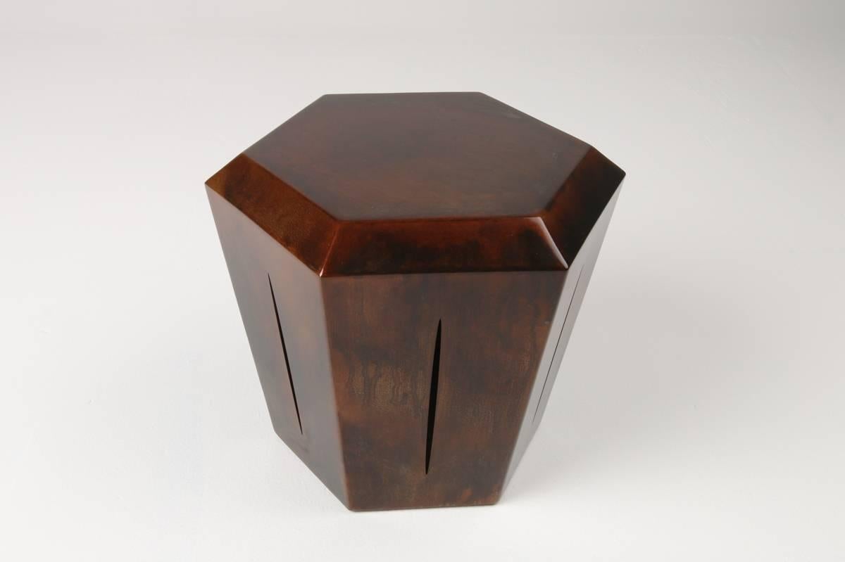 American Hedra 14s, Steel Accent Table in Deep Brown Patina by Topher Gent