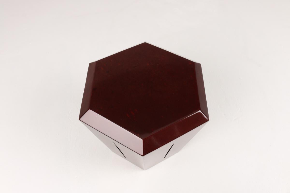 American Hedra 14s, Steel Accent Table in Deep Red Patina by Topher Gent