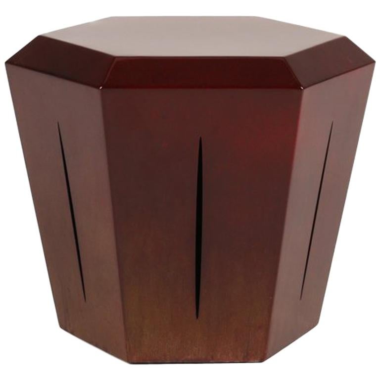 Hedra 14s, Steel Accent Table in Deep Red Patina by Topher Gent