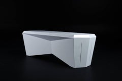 Hedra Bench, Geometric Steel Bench in Pearl White by Topher Gent