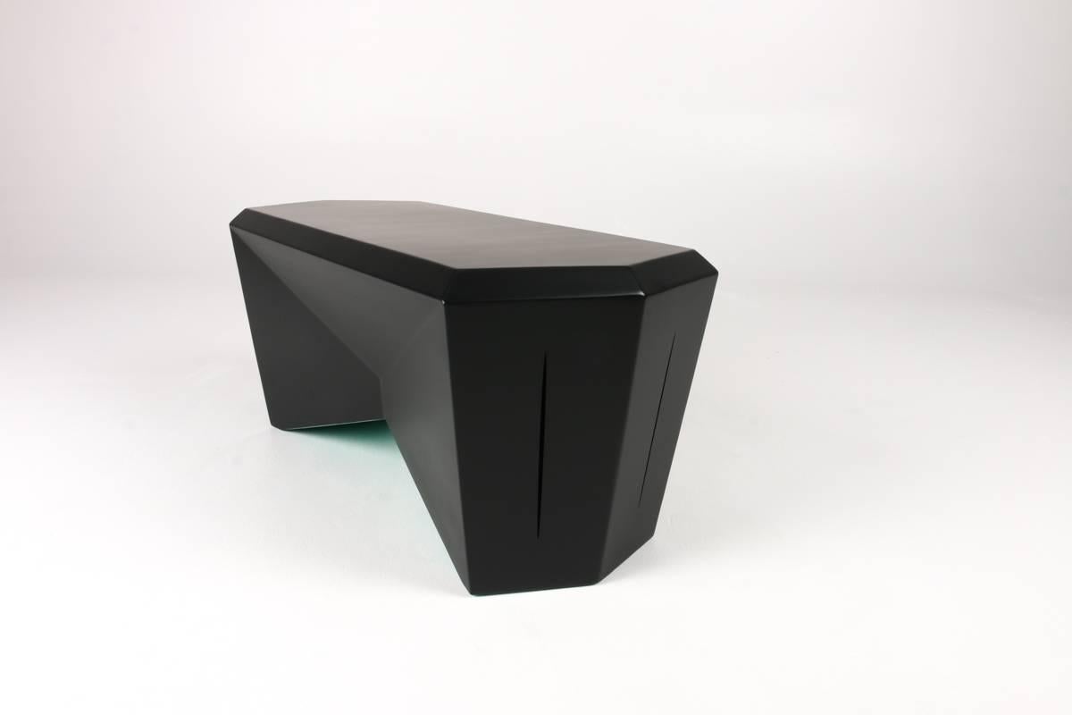 Painted Hedra HCT, Geometric Steel Table or Bench Matte Black by Topher Gent