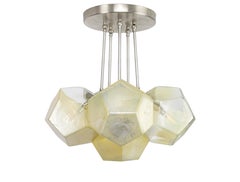 Hedron Series Chandelier in Silver Leaf, Handmade Contemporary Glass Lighting