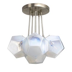 Hedron Series Chandelier in Opaline, Handmade Contemporary Glass Lighting