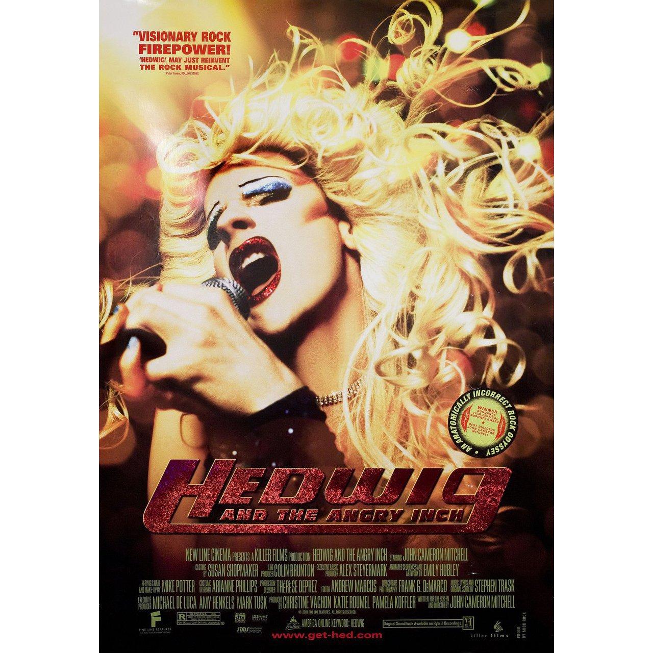 Original 2001 U.S. one sheet poster for the film Hedwig and the Angry Inch directed by John Cameron Mitchell with John Cameron Mitchell / Miriam Shor / Stephen Trask / Theodore Liscinski. Very good-fine condition, rolled. Please note: the size is
