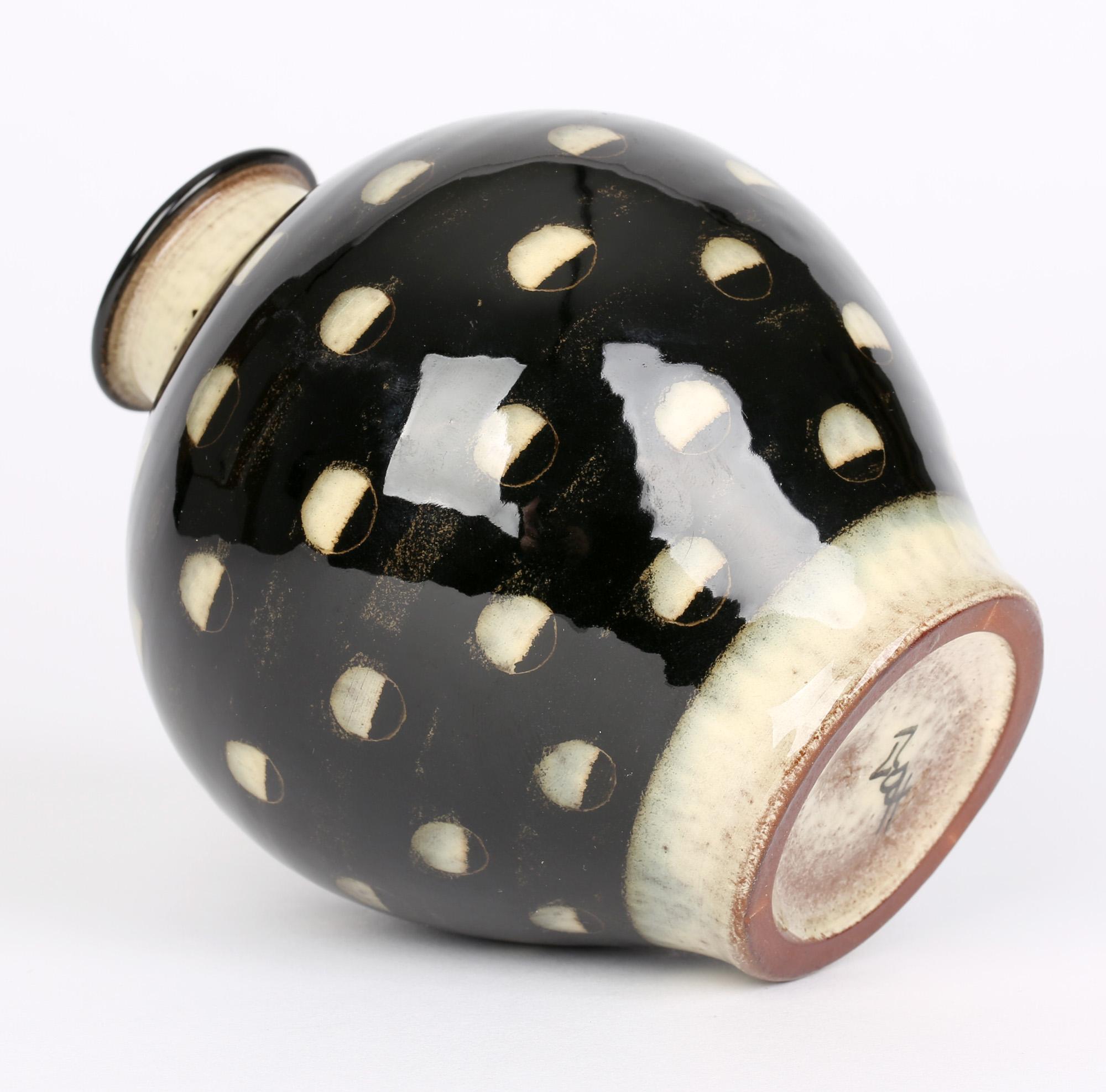 Hedwig Bollhagen German Art Deco Studio Pottery Black & White Glazed Vase 2