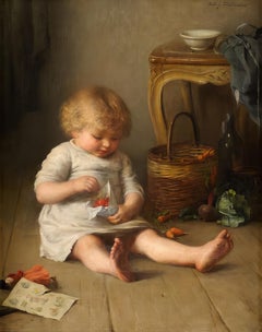 Impressionist Oil Painting: Bowl of Cherries, Late 19th Century