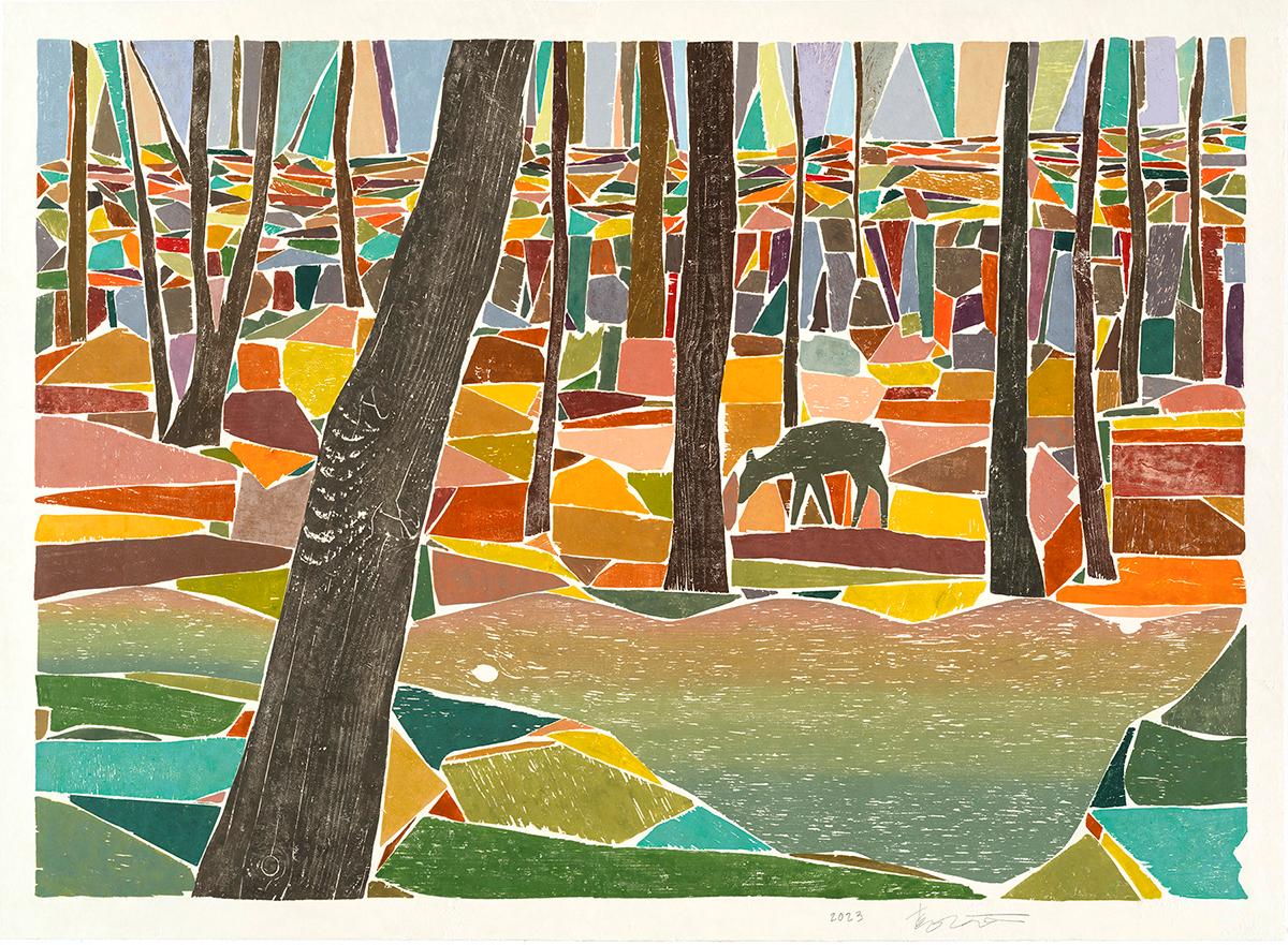 Heejung Cho Landscape Painting - A Deer in the Woods I 