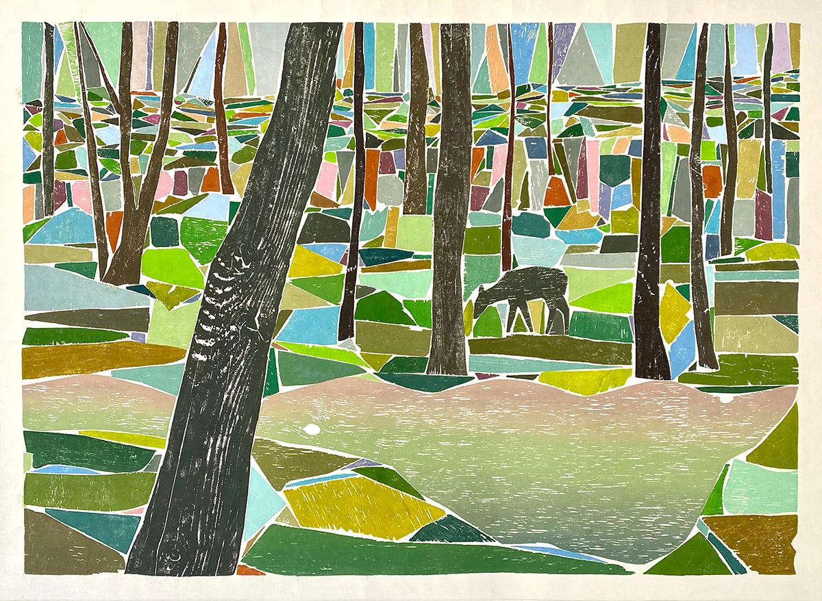 Heejung Cho Landscape Painting - A Deer in the Woods II