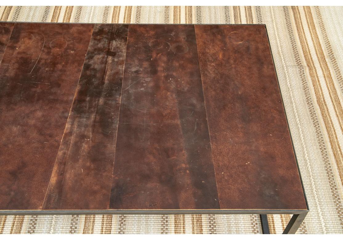 Belge Table de cocktail Mesa de style industriel Heerenhuis avec plateau en cuir en vente