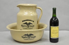 Hegeman & Co. Large Pitcher w Basin 1837 Stoneware Drugs Medicines NY Apothecary