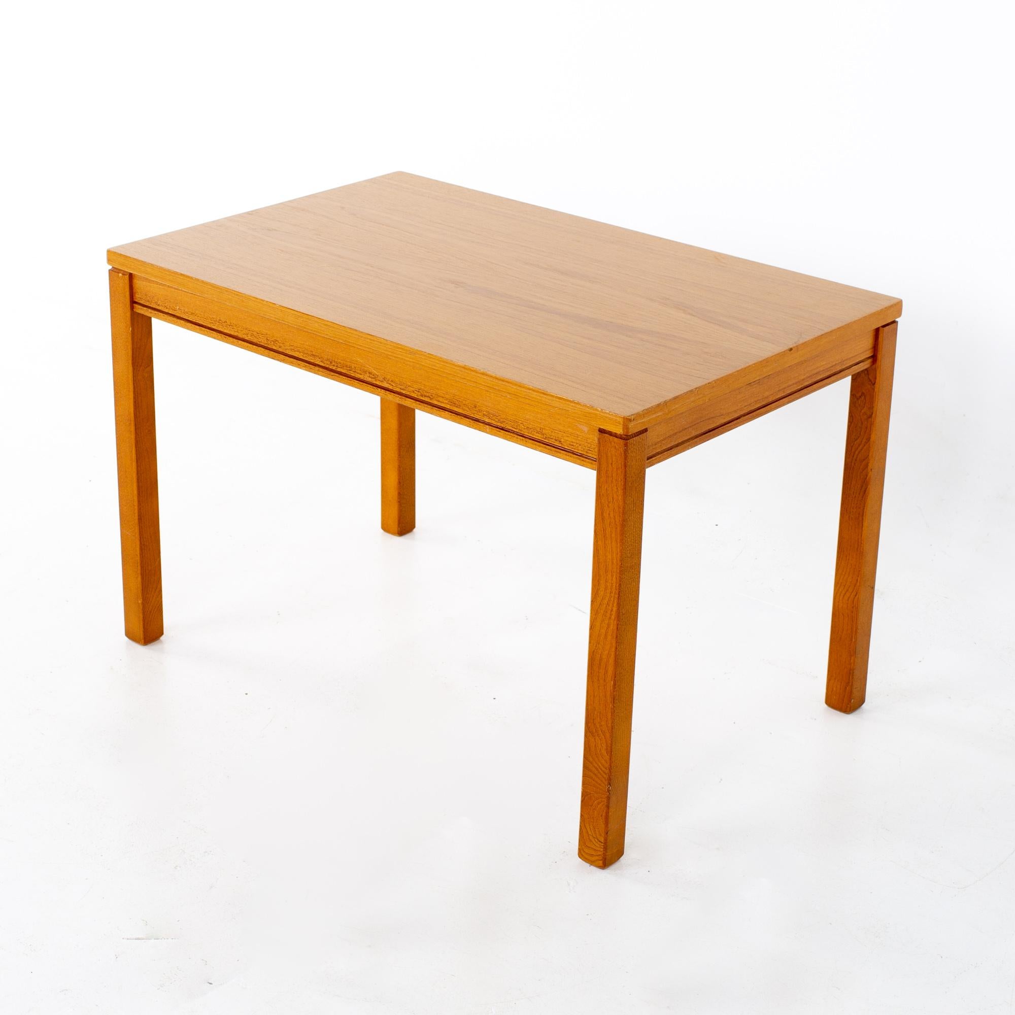 Heggen Mid Century Teak Side End Table

 This table measures: 27.5 wide x 17.5 deep x 18 inches high

All pieces of furniture can be had in what we call restored vintage condition. That means the piece is restored upon purchase so it’s free of