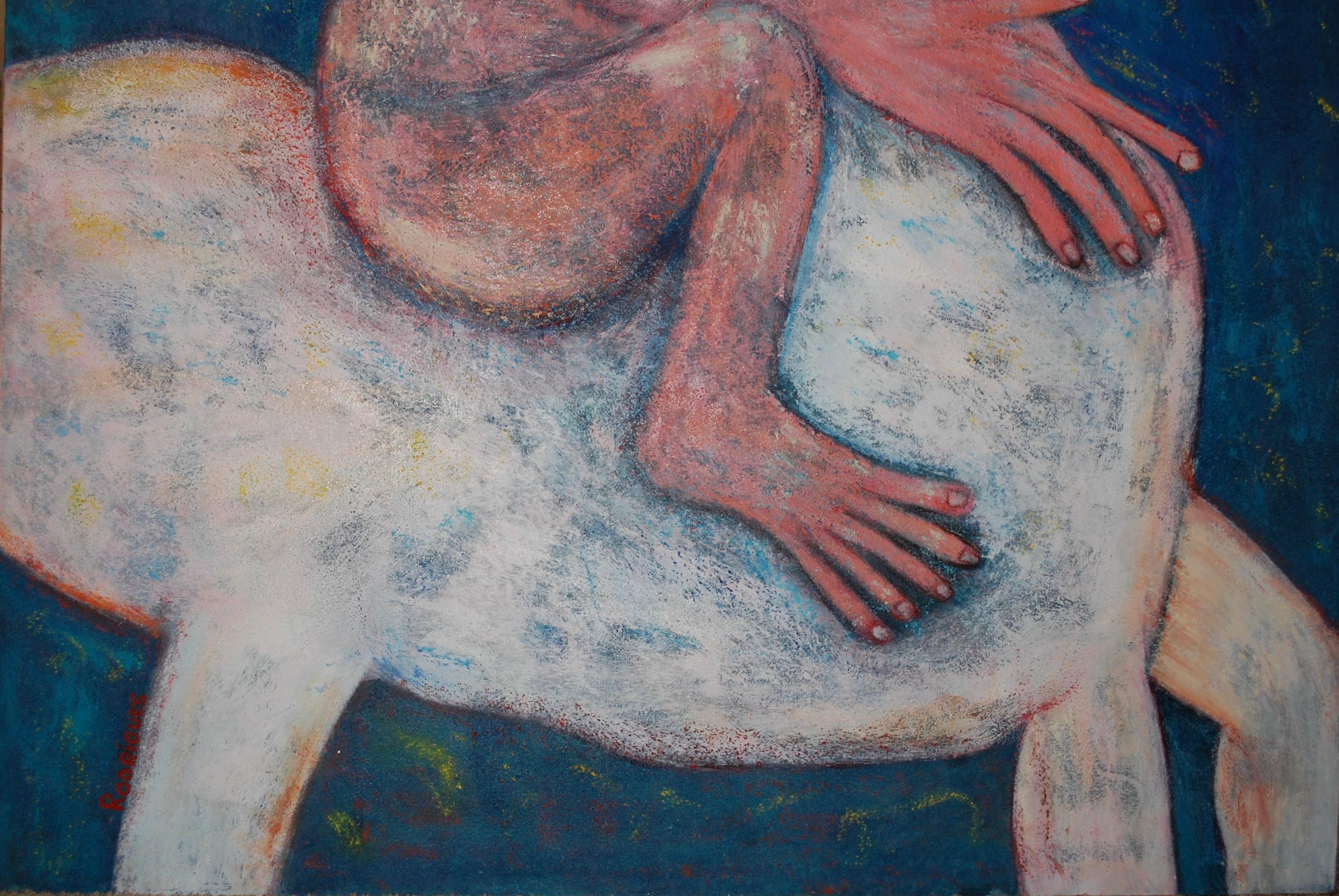 Verso un posto migliore - Figurative Painting Nero di Hegina Rodrigues 