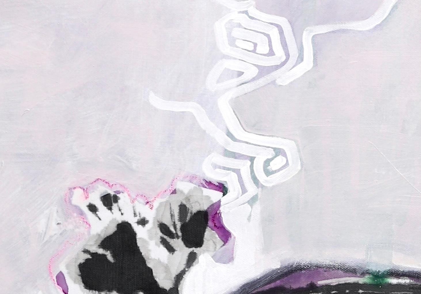 Claudias Geschenk, 30 x 24 in, abstrakte florale Mixed Media Malerei auf Leinwand im Angebot 1