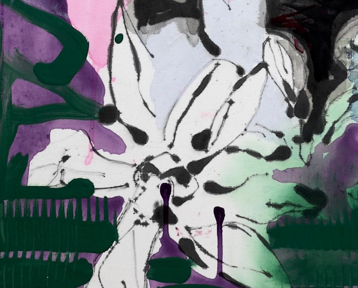 Claudias Geschenk, 30 x 24 in, abstrakte florale Mixed Media Malerei auf Leinwand im Angebot 2