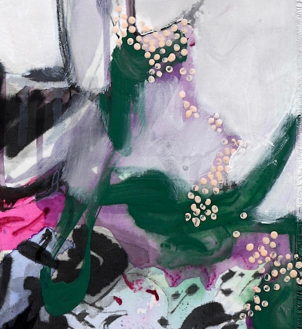 Claudias Geschenk, 30 x 24 in, abstrakte florale Mixed Media Malerei auf Leinwand im Angebot 3