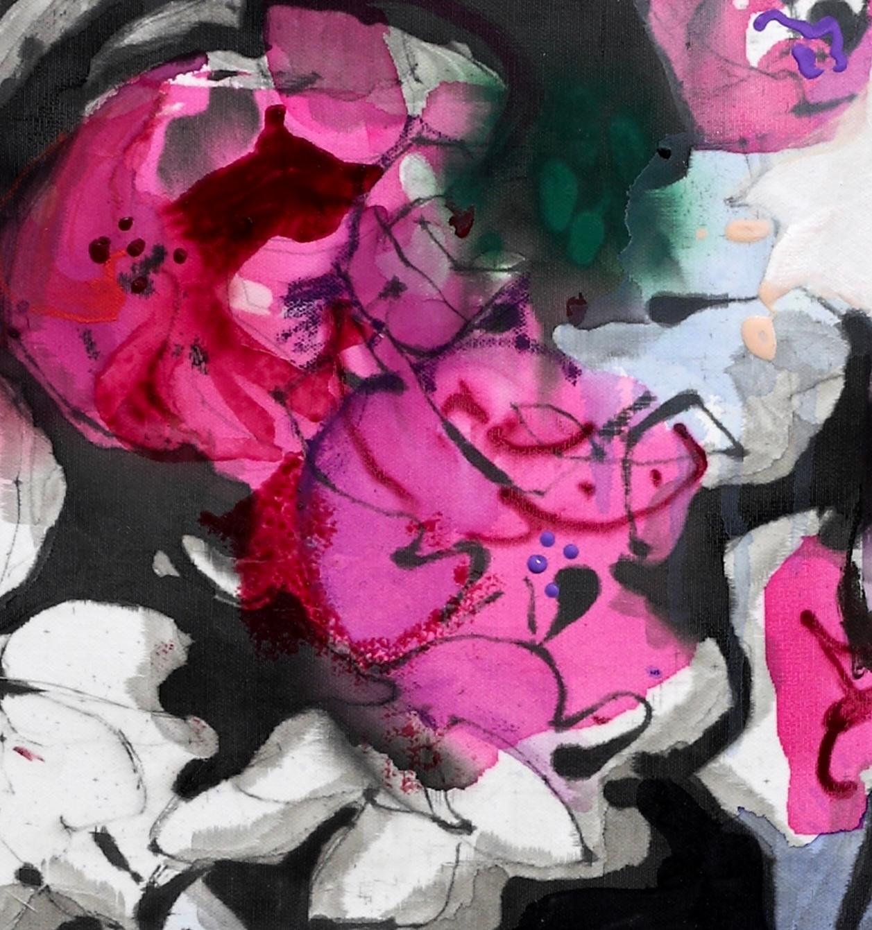 Claudias Geschenk, 30 x 24 in, abstrakte florale Mixed Media Malerei auf Leinwand im Angebot 4