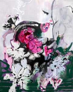 Claudias Geschenk, 30 x 24 in, abstrakte florale Mixed Media Malerei auf Leinwand