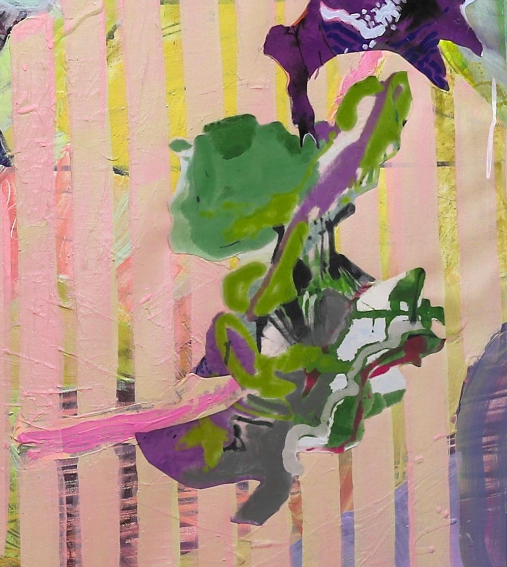 Tangled Vine, große lebendige abstrakte botanische Malerei, 50 x 52 in. (Zeitgenössisch), Painting, von Heide Follin