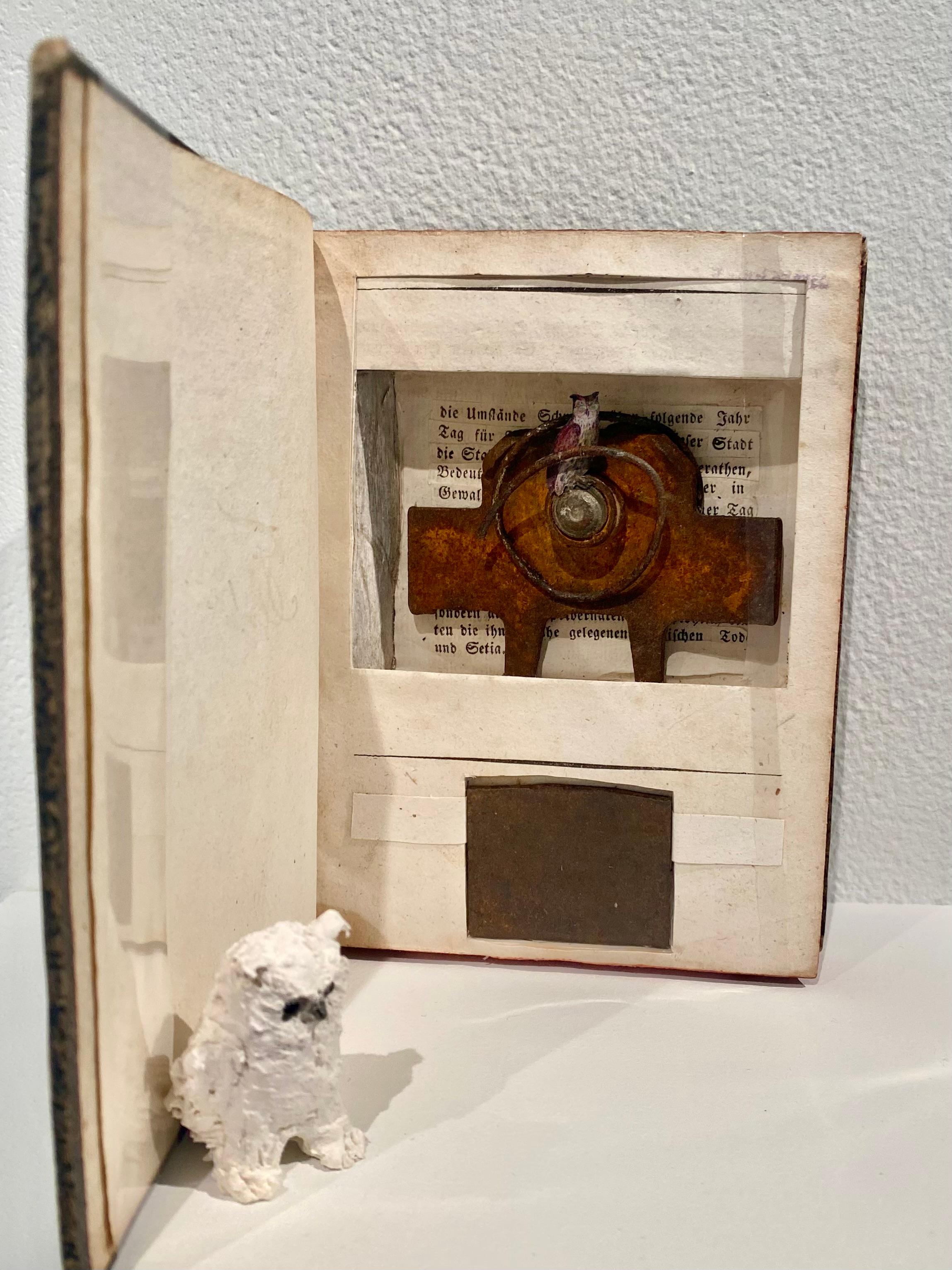 Assemblage in century old excavated book: 'Ciircumstances'
