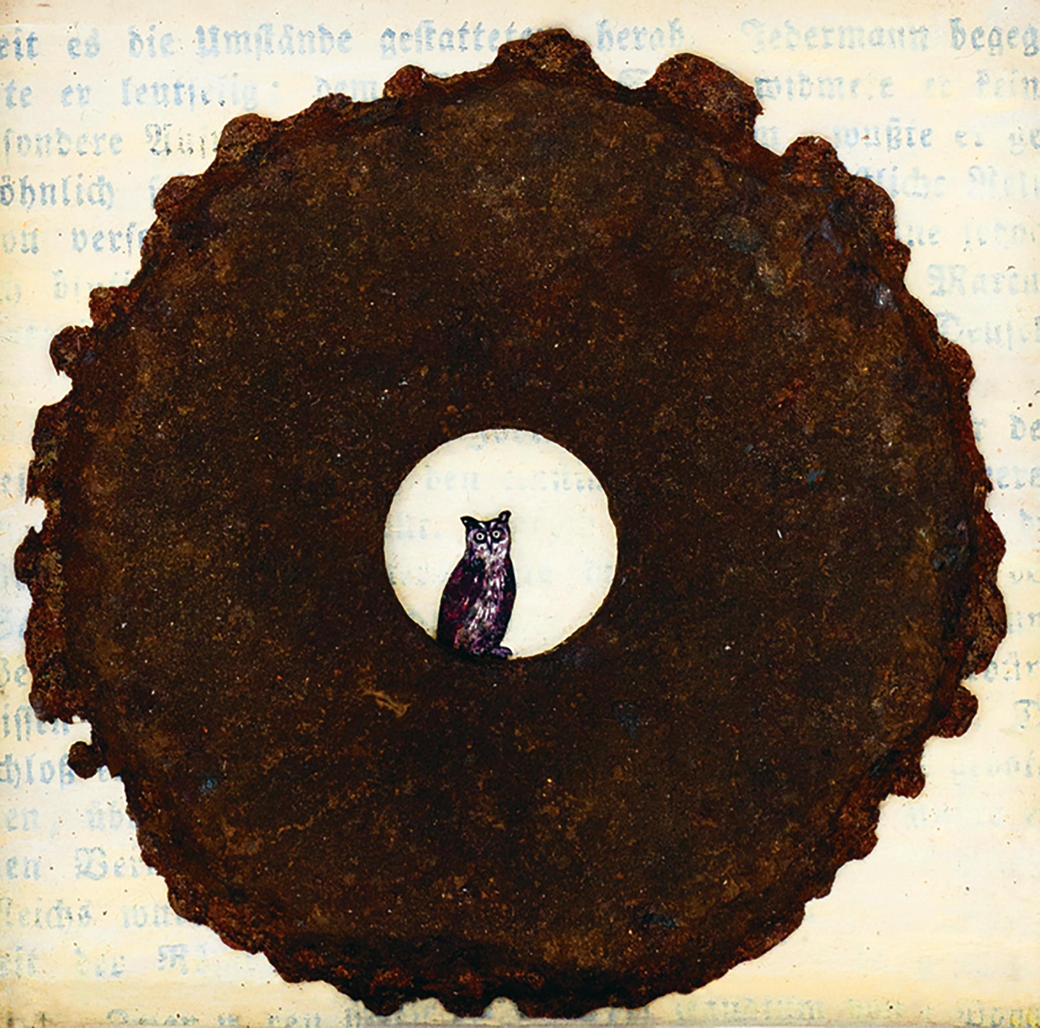 Assemblage in century old excavated book: 'The Melancholy of Distance''