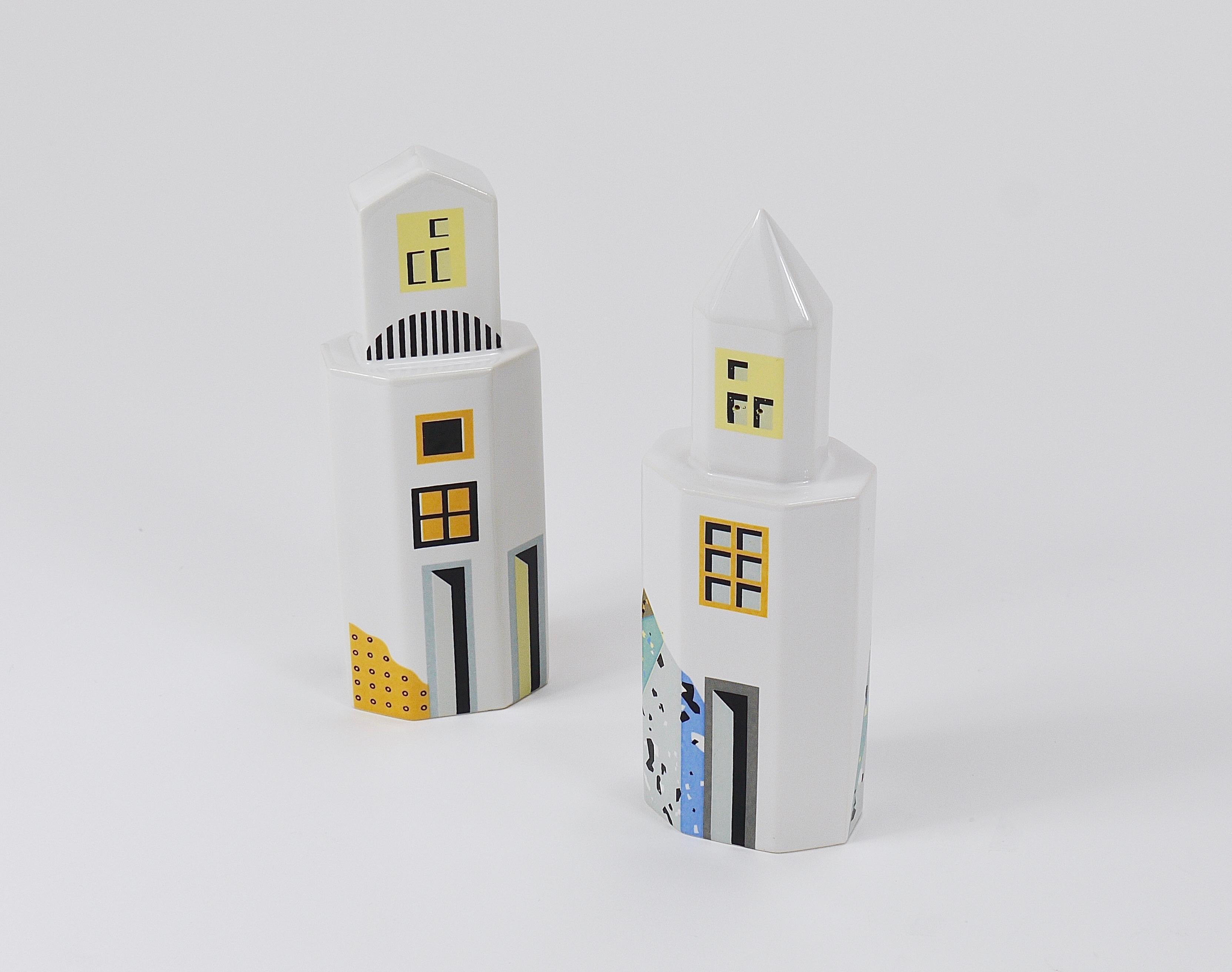 Heide Warlamis Salero Pimentero Rascacielos Postmoderno, Colección Viena 1990 Glaseado en venta