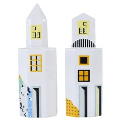 Heide Warlamis Postmodern Skyscraper Salt Pepper Shakers, Vienna Collection 1990 Heide Warlamis Postmodern Skyscraper Salt Pepper Shakers, Vienna Collection 1990