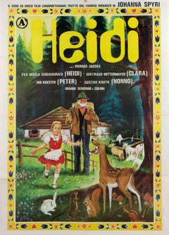 Heidi Vintage Film Poster, Whimsical Alpine Scene, Italian, 1950s