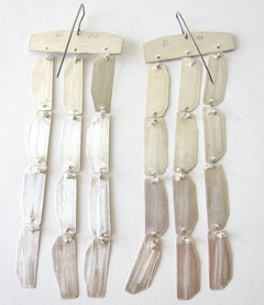 Heidi Abrahamson Long Brushed Sterling Silver Kinetic Earrings