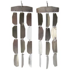 Heidi Abrahamson Long Brushed Sterling Silver Kinetic Earrings