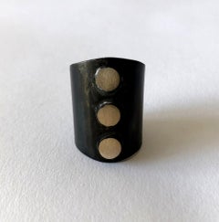 Heidi Abrahamson Oxidized Sterling Silver Post Modernist Three Dot Ring
