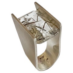 Heidi Abrahamson Rutilated Quartz Architectural Modern Sterling Silver Ring