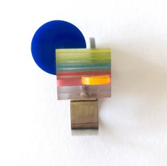 Heidi Abrahamson Anillo arquitectónico postmodernista de cubo acrílico de plata de ley