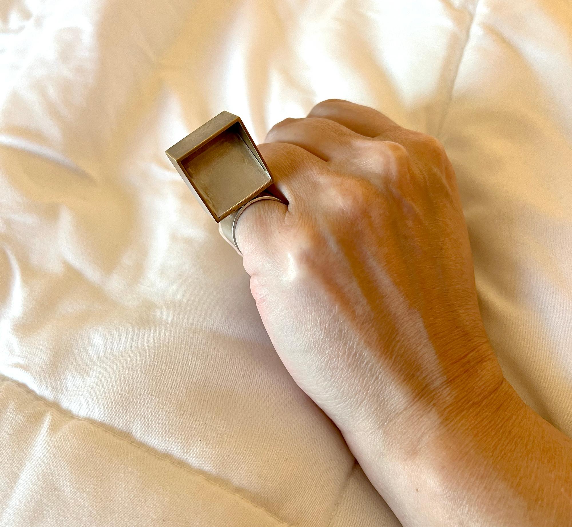 Women's Heidi Abrahamson Sterling Silver Brass Cubist Geometric Ring