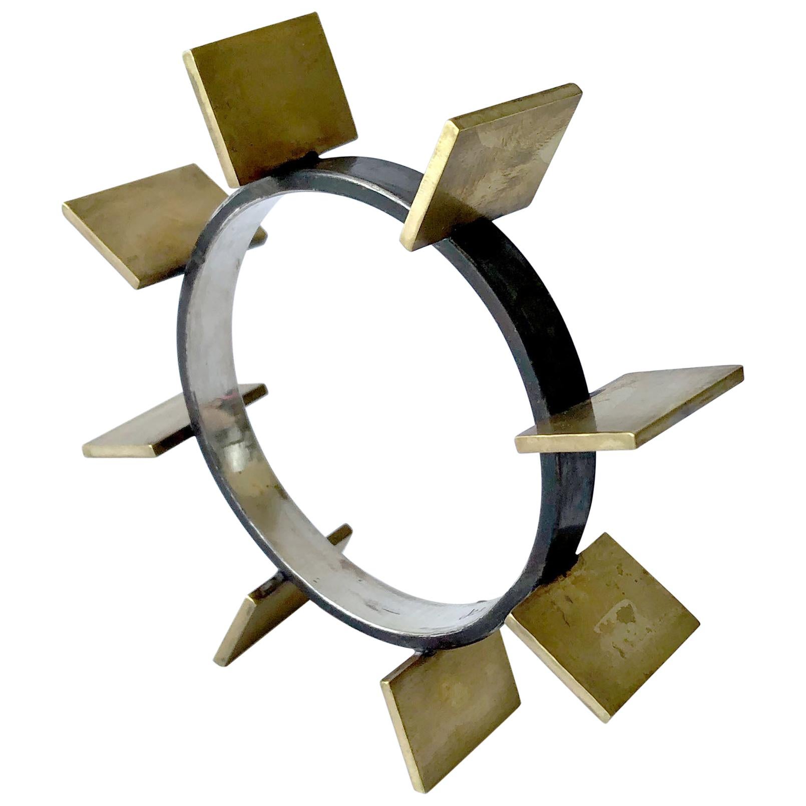 Heidi Abrahamson Sterling Silver Brass Geometric Modernist Bracelet