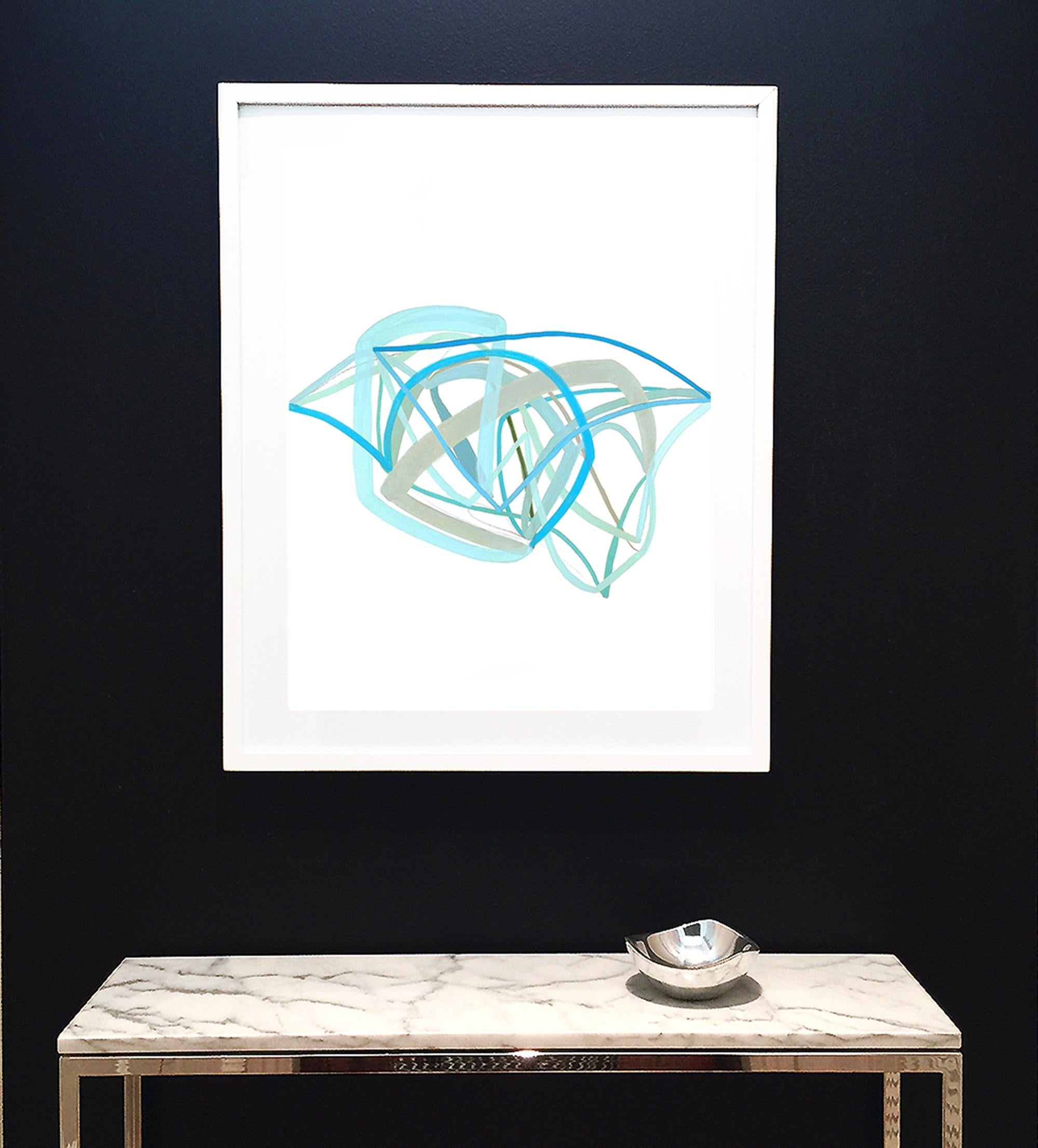 Air Drawing (Cerulean Blue Sage) I, peinture, acrylique sur papier - Painting de Heidi Carlsen-Rogers