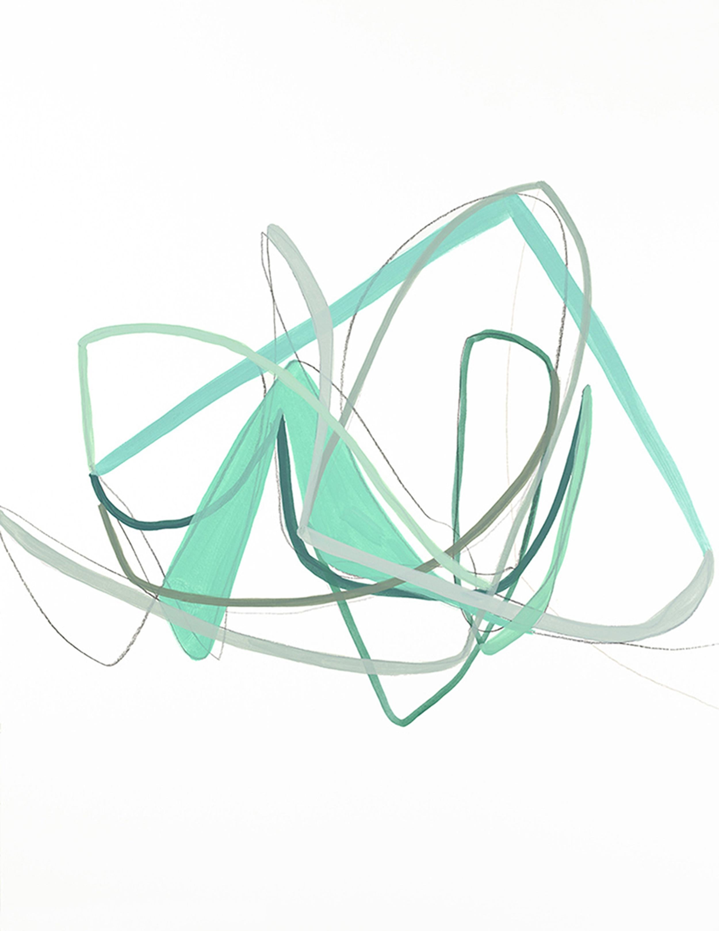Abstract Painting de Heidi Carlsen-Rogers - Dibujo al aire I (Menta), Pintura, Acrílico sobre papel