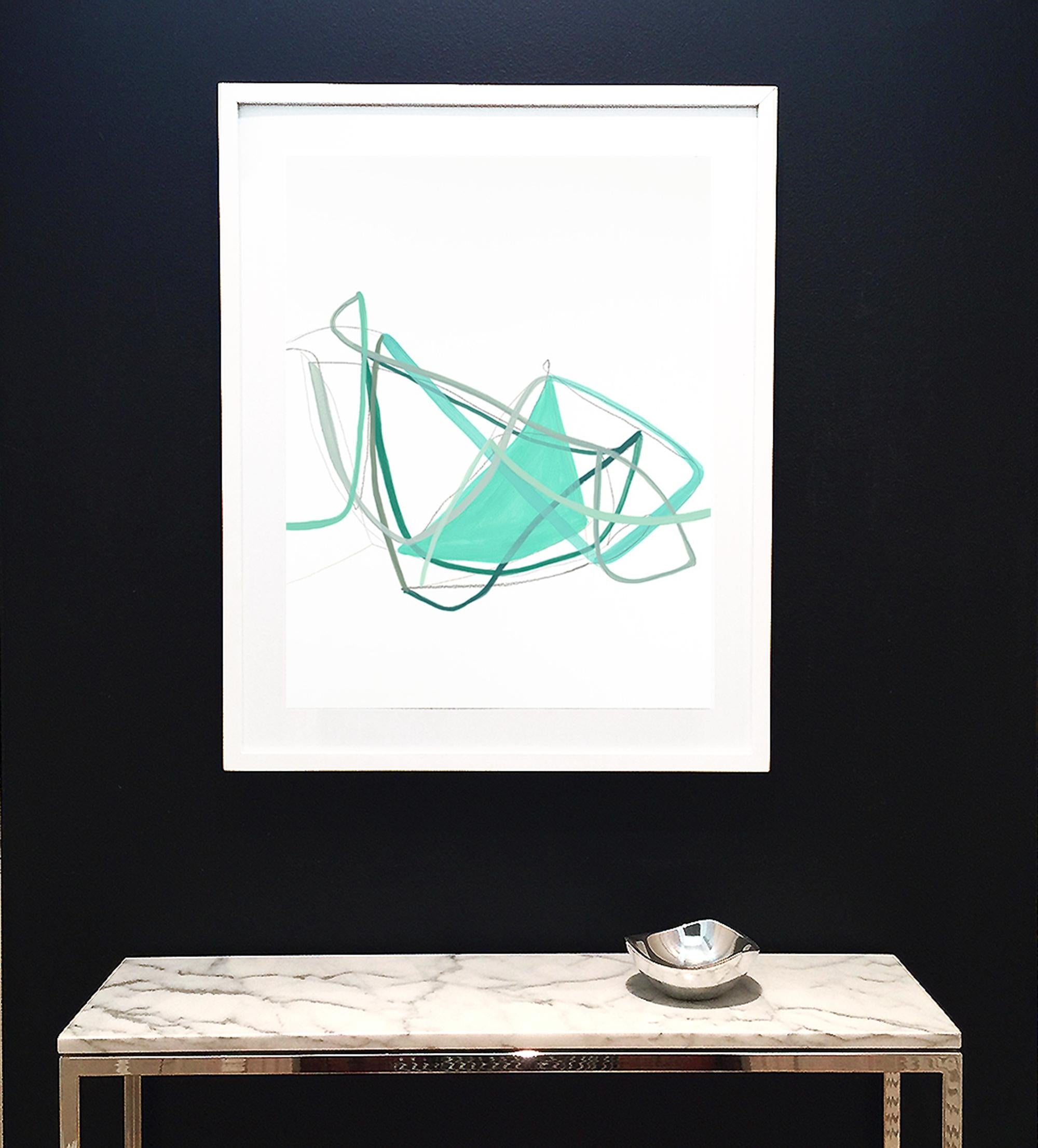 Disegno aereo II (Menta), Pittura, Acrilico su carta - Painting di Heidi Carlsen-Rogers