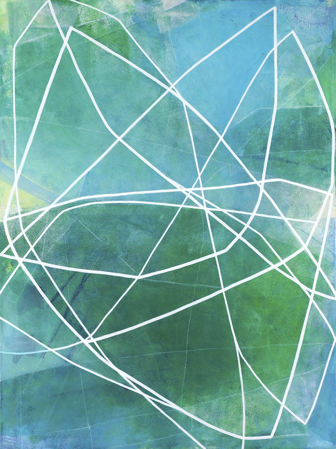 Blueprint Botanical (Leaves) II, peinture, acrylique sur toile - Painting de Heidi Carlsen-Rogers