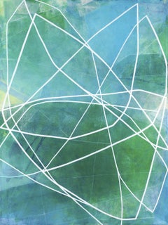 Blueprint Botanical (Leaves) II, peinture, acrylique sur toile