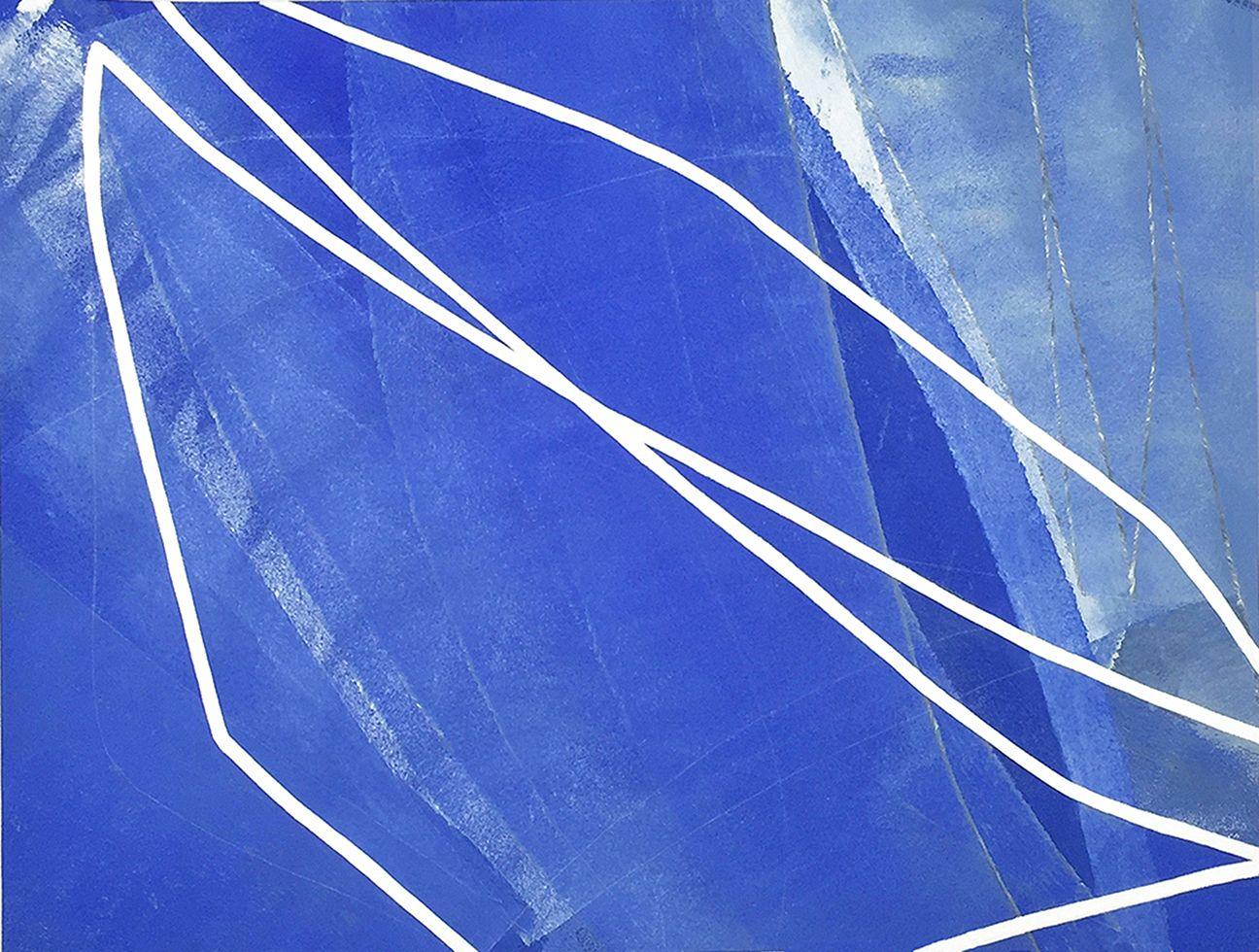 Federn (Blauer Vogel) I, Gemälde, Acryl auf Papier