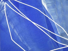 Federn (Blauer Vogel) I, Gemälde, Acryl auf Papier