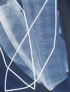 Peinture Feather (Bluejay) II, acrylique sur papier