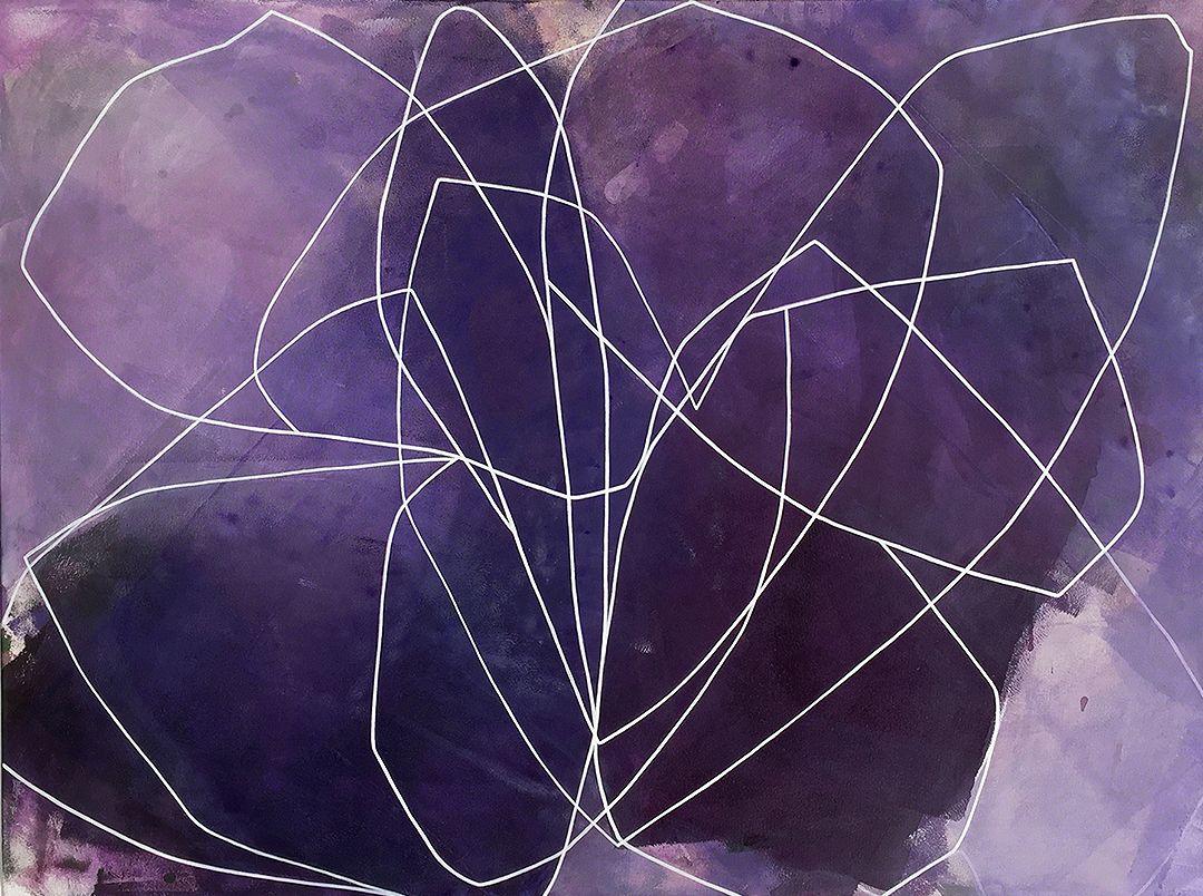 Abstract Painting de Heidi Carlsen-Rogers - Retrato floral (Pensamiento), Pintura, Acrílico sobre lienzo