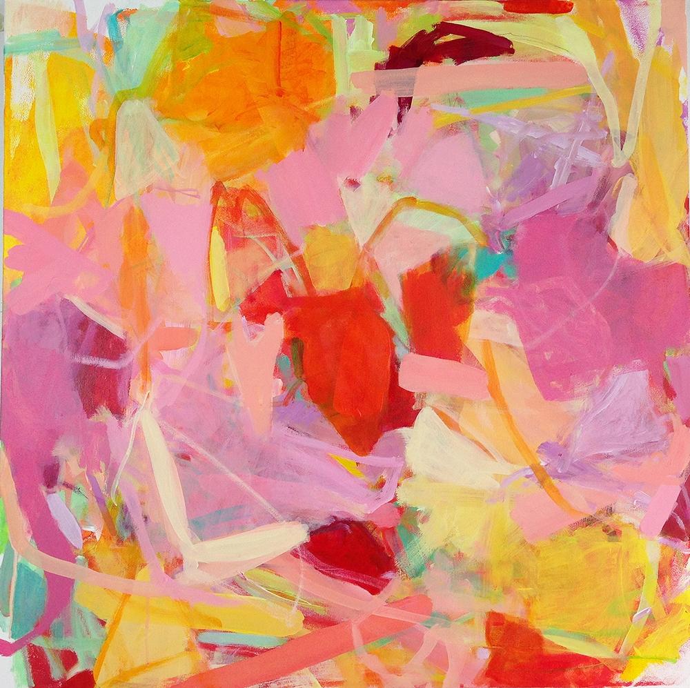 Heidi Carlsen-Rogers Abstract Painting - You can always bring me flowers., Painting, Acrylic on Canvas